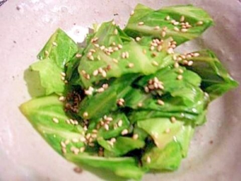 浅漬けの素で！　きゃべつの葉のキムチ風味和え物